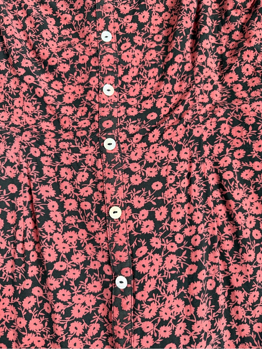 Lost + Wander Pink Floral Button-Front Puff Sleeve Mini Dress Cottagecore - Picture 7 of 9